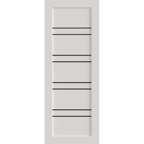 Image of Sartodoors Interior Door 1094 Slab White with Black Opaque Glass Solid MDF Modern Design 42 x 96 in