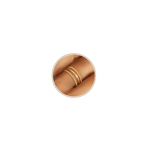 Gold Silver Rings for Women Non Tarnish Stackable 1.3mm Thin Gold Ring 14K Gold Plated Dainty Ring Set Trendy Thumb Pinky Ring Wedding Bands Promise Engagement Gold Jewelry Gifts Size 6-11
