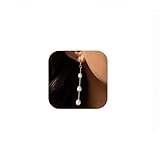 Pendientes de gota chapados en oro de 14 quilates para mujer, hipoalergénicos, elegantes aretes de boda con perlas blancas, lightweight, Latón, Sin piedra preciosa