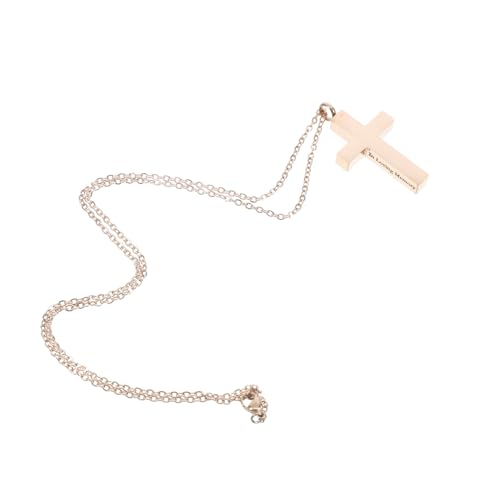 TOYANDONA Collier Urne Croix Inoxydable pour Cendres et Pendentif Ajustable Funéraire Discret Rose avec Boîte