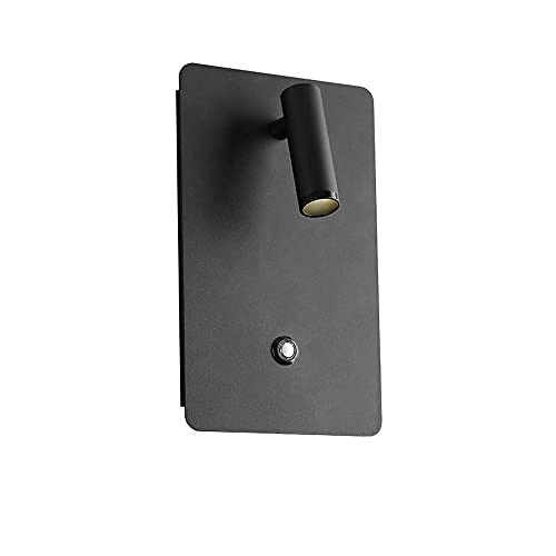 Apliques de pared LED modernos para salón luz de lectura regulable tricolor cuerpo negro 3W 1