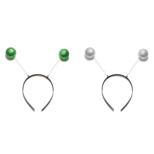 Zaldita Alien Headband with Chunky Glitter - Martian Antenna and Holographic Glitter for Alien Costume Accessories Green&Silver One Size