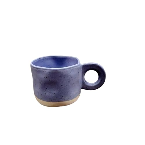 LZHAOHE Taza de cerámica hecha a mano con asa de anillo, taza de café de porcelana moderna para parejas (D)