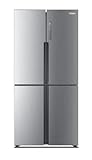 Haier 4 Doors Refrigerator (Bottom freezer) -Humidity & Dry zone - TWIN-Inverter - ABT Filter - Super Cool & Super Frez - 502 L- Silver Metal Door,HRF-550TDPD