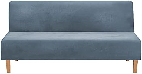Mingfuxin Armless Sofa Bed Cover, Spandex Stretch Futon Slipcover Protector, Non-Slip Elastic Folding Couch Sofa Shield Fits for 2-3 Seater Folding Sofa Bed without Armrests (Mocha)