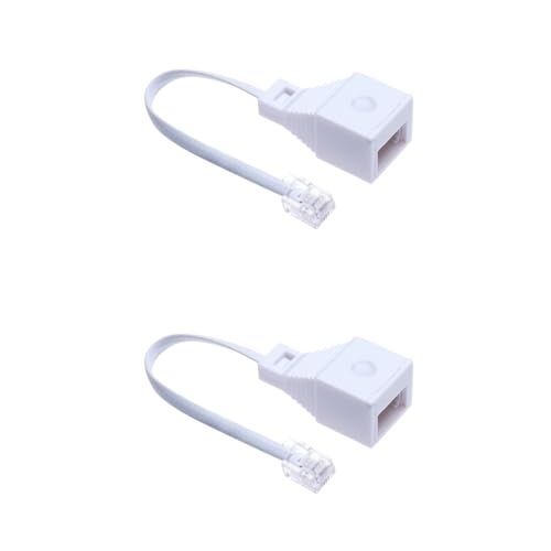 2PCS RJ11 to BT Socket Adapter,RJ11 Plug to BT 6P4C Telephone Socket,Landline Port Converter,Phone to Ethernet Connector for Routers and Modems,Durable Connector for Seamless Calls,10cm Cable Length