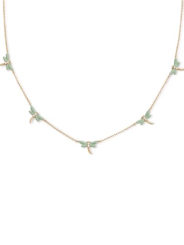 SINGULARU - Collar Libélula. Latón con Acabado en Baño de Oro de 18kt. Cadena con Motivo Detalles en Circonitas y Esmalte. Largo de 40 cm. Joyas para Mujer