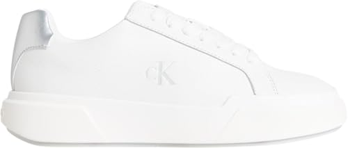Calvin Klein Damen Chunky Cupsole Lace-up LTH Met Yw0yw01948 Low-Top, Weiß, helles Weiß, Silber, 41 EU