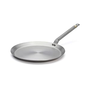 de Buyer MINERAL B Carbon Steel Crepe & Tortilla Pan – 12” – Ideal for Making & Reheating Crepes, Tortillas & Pancakes – Naturally Nonstick – Made in France
