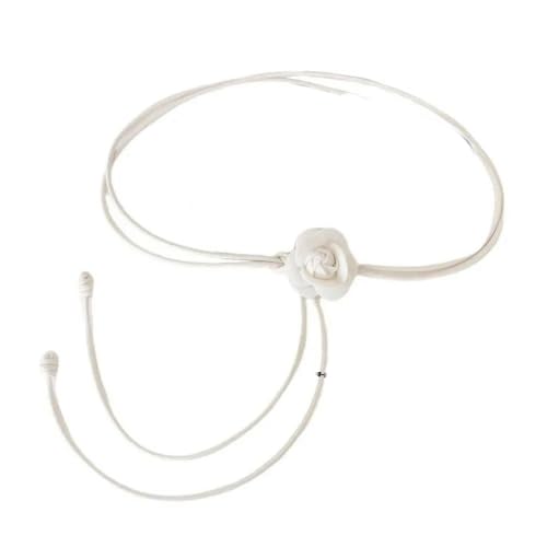 Camellia Flower Leather Rope Waist Chain For Women Girdles Thin Belt Knot Waistband Clothes Dress Decorative