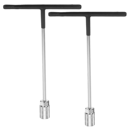 sourcing map 2pcs T-Handle Socket Wrench 19mm Metric High Carbon Steel 6-Point Hex Hexagon T-Shape Spanner with Non-Slip Handle for Motorcycle Vehicle Car Bicycle Repair