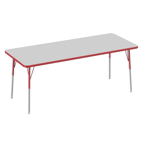 FDP 30" x 72" Rectangle Table with Swivel Glide Legs - Gray/Red