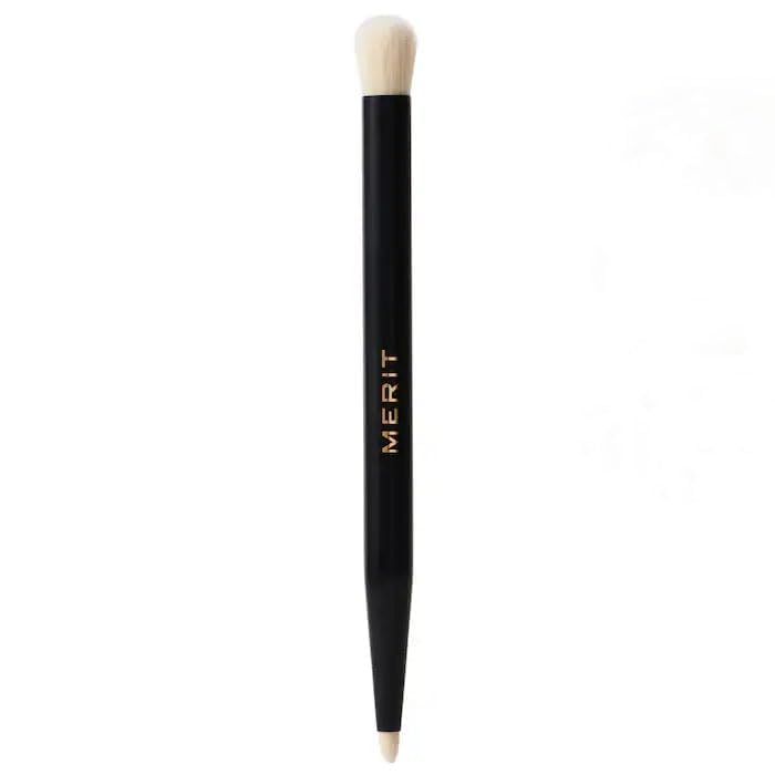 MERIT - Double-Sided Eyeshadow Brush - Dual-Ended Makeup Brush for Precise Application, Blending, and Smooth Pigment Distribution - Soft Synthetic, Vegan & Travel-Friendly