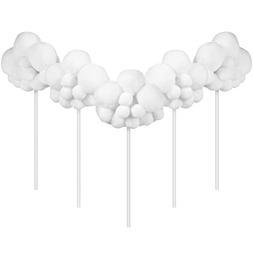 PRETYZOOM 5PCS Cloud Cupcake Toppers 3D Cloud Shaped Cake Toppers Lovely Cake Decorations for Birthd