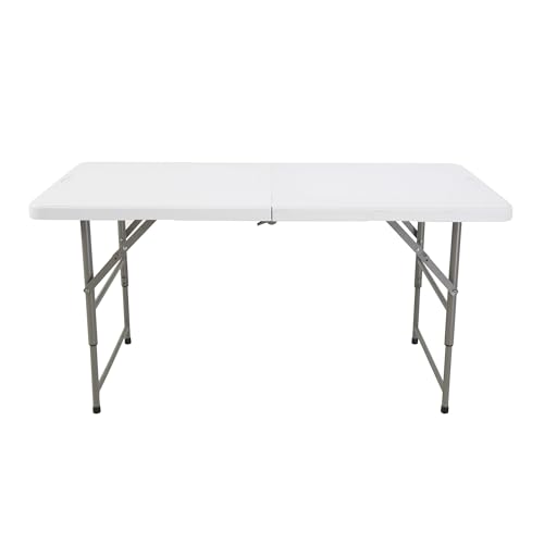 Table pliante de hauteur réglable 122 cm avec plateau robuste pliable blanc - 5