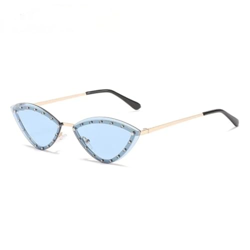 Lunettes de soleil œil de chat vert sans monture en alliage pour homme et femme