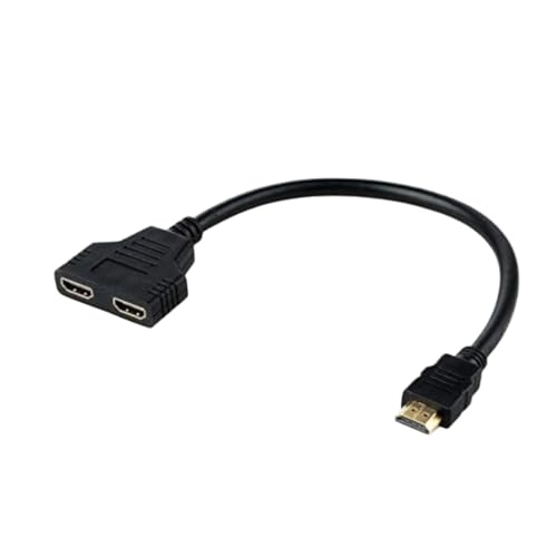 Image of Speedio HDMI Splitter Y Cable 1 in 2 Out - Screen Mirroring with Dual HDMI Port Adapter for Full HD 1080p, 3D, HDTV, PS4, Xbox, Laptop, Monitor, Projector - Pack of (2)