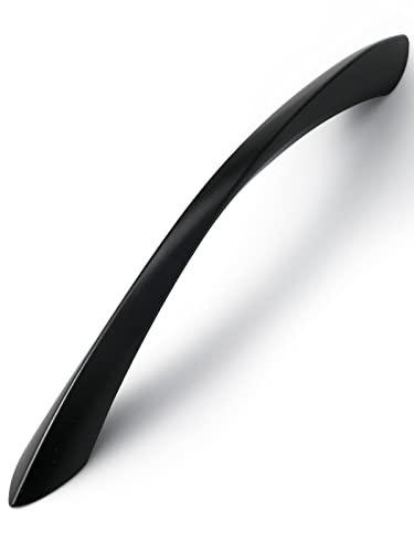 Image of Black Cabinet Pulls 6.3 Inch Arch Twisted Matte Black Handles Drawer Kitchen Cupboard Bathroom Dresser Cabinet Hardware Zinc Alloy 2 Pack