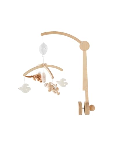 NOUKIE'S - Mobile Musical Bois Pastel Bali, Moka & Snow - Mobile Berceau, Lit à Barreaux, Lit Parapluie, Parc - Jeu Eveil