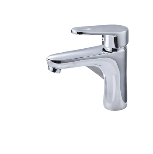 NSTVVEE Wasserhähne Badezimmer Wasserhahn Golden Waschbecken Wasserhahn Vollkupfer Badezimmerschrank Waschbecken Aufsatzwaschbecken Warm- und Kaltwasserhahn (Rund Silber Kurz)