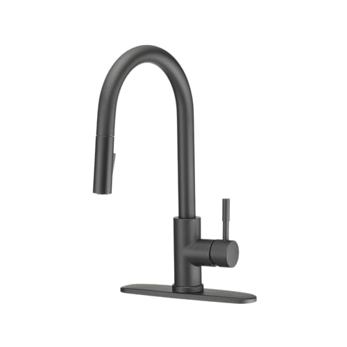 Image of Dura Faucet DF-MK530SLK-MB RV Pull-Down Kitchen Faucet (Matte Black) | Single handle pull-down kitchen faucet for RV and camper galleys. Matte Black finish. Easy DIY install.