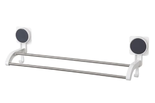 Image of Wall Mounted Adhesive Multi Bar Towel Holder Rack with Rotating Stainless Steel Rods and Side Hook for Bathroom Kitchen Use on Smooth Flat Surfaces (Towel Rack 002)