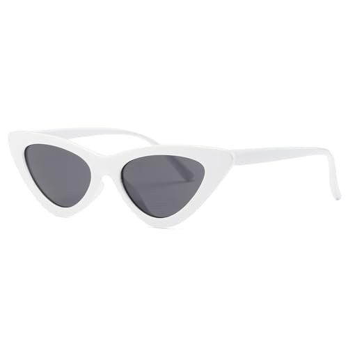 kimorn Cat Eye Sunglasses Women Clout Goggles Kurt Cobain Retro Sun Glasses K0566 (White&Black)
