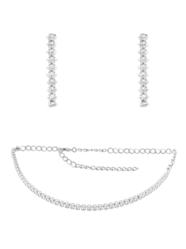Juego de joyas con circonitas blancas de alta pureza y acabado premium bañado en plata 4
