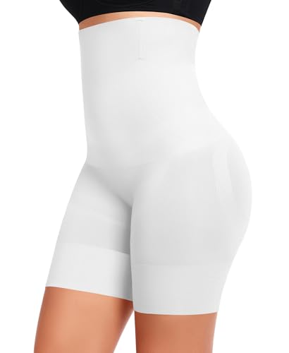 Werena Tummy Control Shapewear Shorts for Women Seamless High Waisted Body Shaper Shaping Underwear Girdle Panties (#852 High White-5, Large)