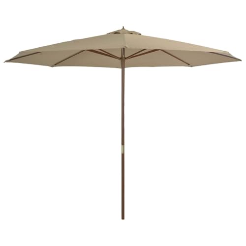 Parasol de marché 350 cm en bambou blanc sable pour terrasse et balcon