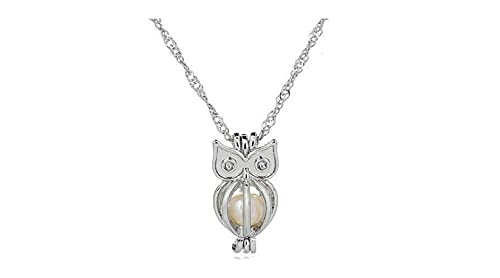 Owl Love Wish Pearl Kit Chain Necklace Kit Pendant Cultured Pearl In Kit Set With Stainless Steel Chain 16\ #TOP6