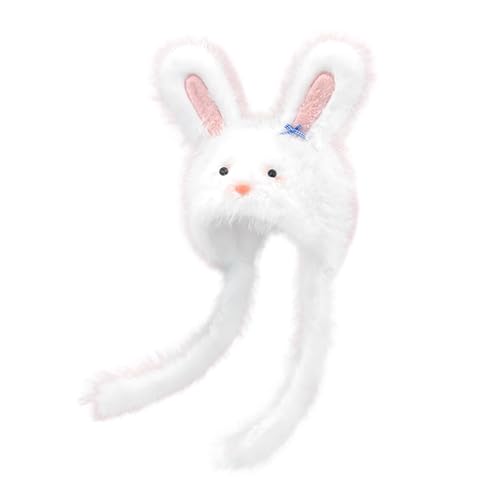 Furry Cartoon Head Covering with Ear for Girls Cartoon Hat with Bowknot Oversized Headgear Hat for Winter Photo Props3