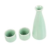 EPIGEIST Sake Japonés de Tradicional Set Elegante con Botella y Tazas Color Verde Ciruela Diseño Versátil para Servir Sake y Vino Reuniones Familiares