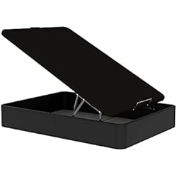 Canapé Polipiel Topdormitorios - Canapé abatible de Polipiel - Cajón de Gran Capacidad - Tapa 3D - Montaje y Subida gratuitos - Polipiel - Black Negro, 150 x 190 cm.