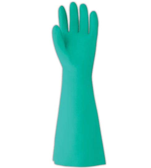 MAGID WU1910 Comfort Flex Value Priced Nitrile Rubber Gloves, 10", Green (One Dozen)