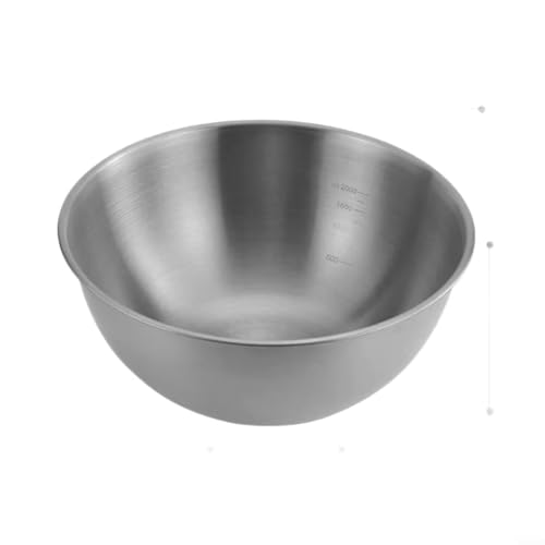 Bol avec échelle de mesure pour salades et pâtes froides, empilable, surface polie, ustensile de cuisine polyvalent pour le contrôle des portions, argent, 24,5 x 11 x 10,5 cm (17 cm, 304 argent)