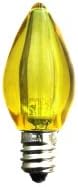 C7 Yellow LED Bulb - Smooth Lens Yellow Transparent C7 Replacement Bulb