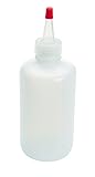 Vestil BTL-RC-8 Low Density Polyethylene (LDPE) Round Squeeze Dispensing Bottle with Removable Red Cap, 8 oz Capacity, Clear