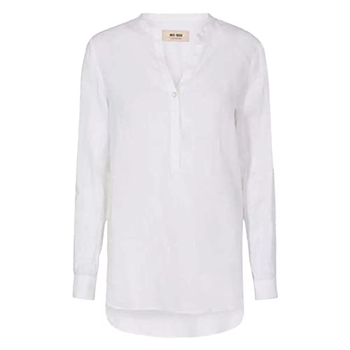 Mos Mosh Bluse Danna Linen aus Leinen XL Weiss