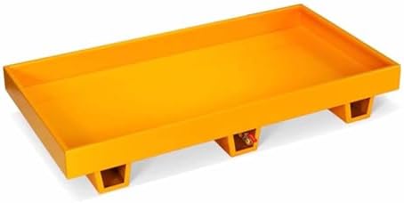 Metal Drum Containment Spill Pallet - Mobile Leak-Proof Storage Platform with Spill Tray & Drain Outlet for Industrial Warehouse Safety