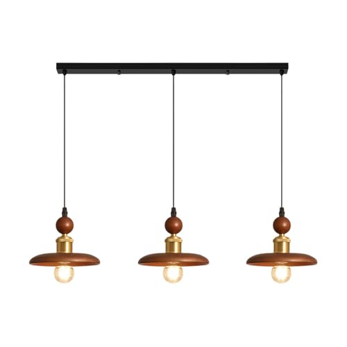 Lustre de salle à manger chic en bois de noyer noble et finitions métal de qualité