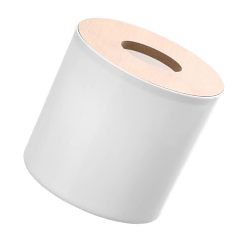 Boîte à mouchoirs en bois rond blanc pour support de couvercle - 7