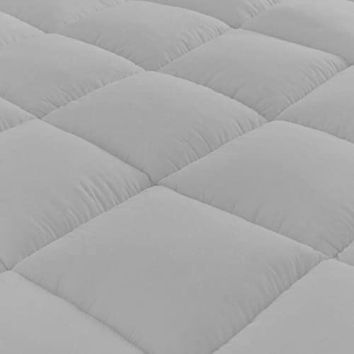 Image of 1200GSM Hollow Fibre Mattress Padding /Topper Grey for King Size Bed-72 Inch X 78 Inch