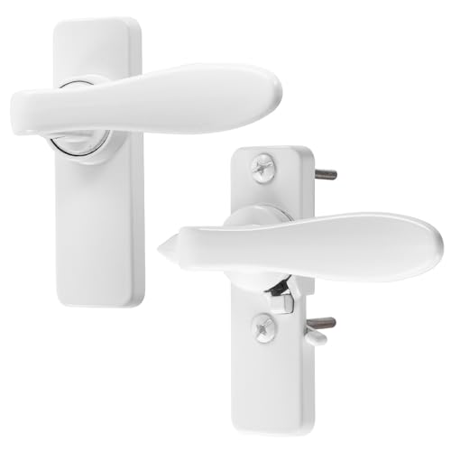 Ideal Security in-Swinging Storm Door Handle Set for Inward-Opening Storm & Screen Doors ONLY Surface Mount Locking Inside Latch White White