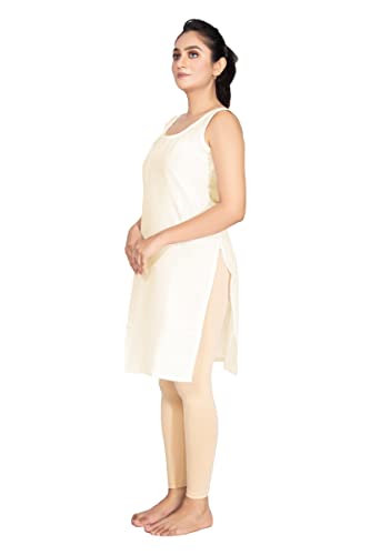 Image of Women's Cotton Long Camisole for Kurti /Suit Slip /Long Inner /Samij for Women Sameej /Knee Length Inner Wear /Sameez /Kurti Slip /Round Neck /Invisible