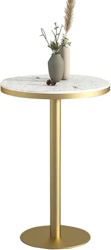 Bistrotisch mit Marmorplatte und goldfarbenem Sockel für Küche,...