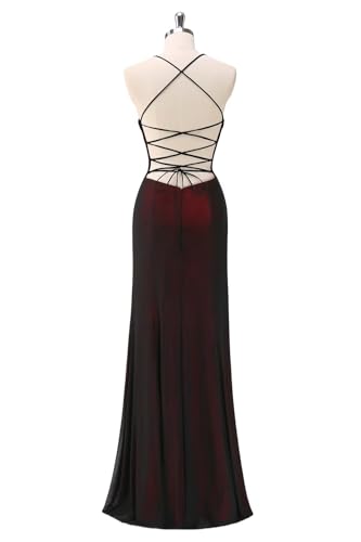 Dydsz Black Red Mermaid Long Prom Dresses for Women Sheath Bridesmaid Dress Evening Formal Gowns3