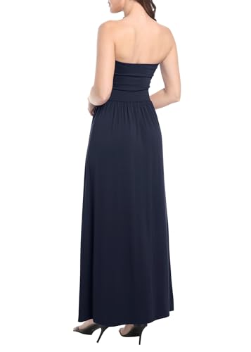 Image of Urban CoCo Summer Strapless Ruched Maxi Dress for Women Sleeveless A Line Flowy Party Wedding Guest Long Dresses