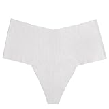 Generisch Tanga de seda de hielo sin costuras para mujer, algodón, cintura media, tanga grande, Blanco, XL