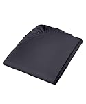 fleuresse – fleuresse Colours Spannbettlaken, Uni-Mako-Satin, schwarz, 2